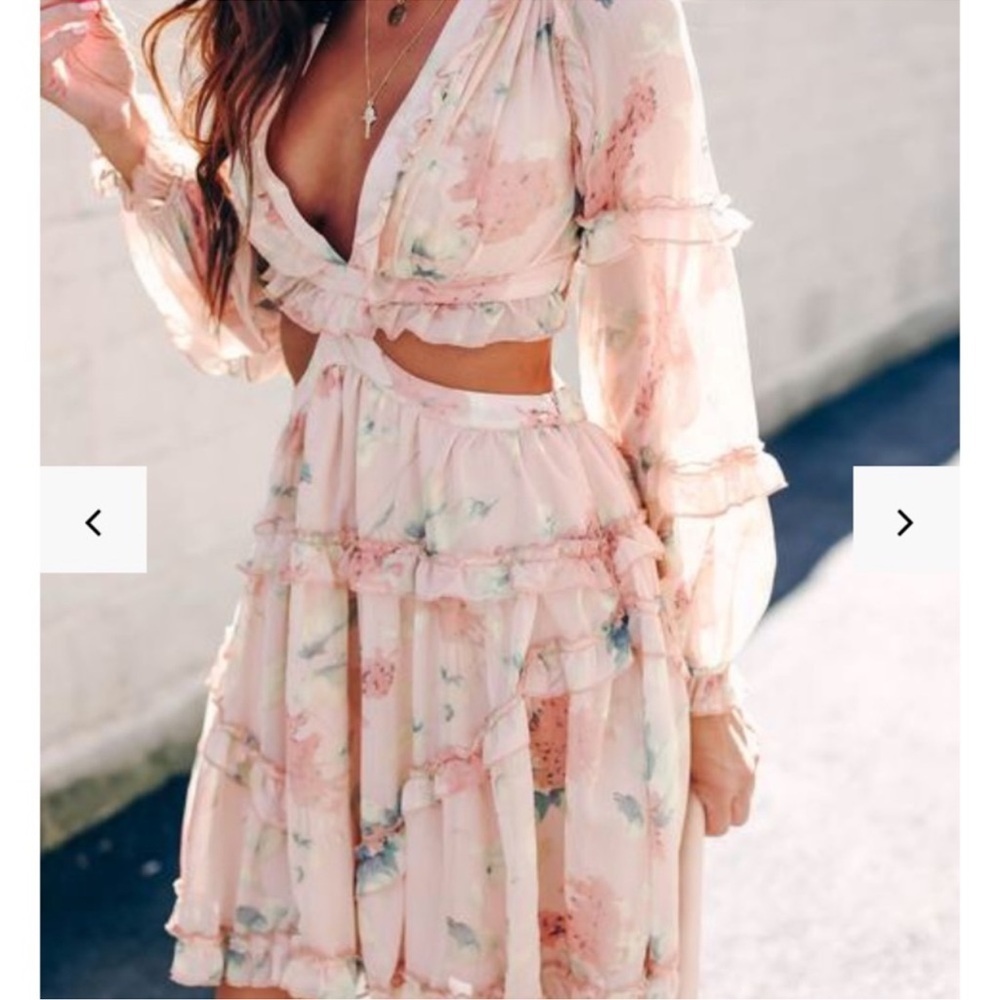 Vici Peach Floral Mini Dress - Picture 6 of 13